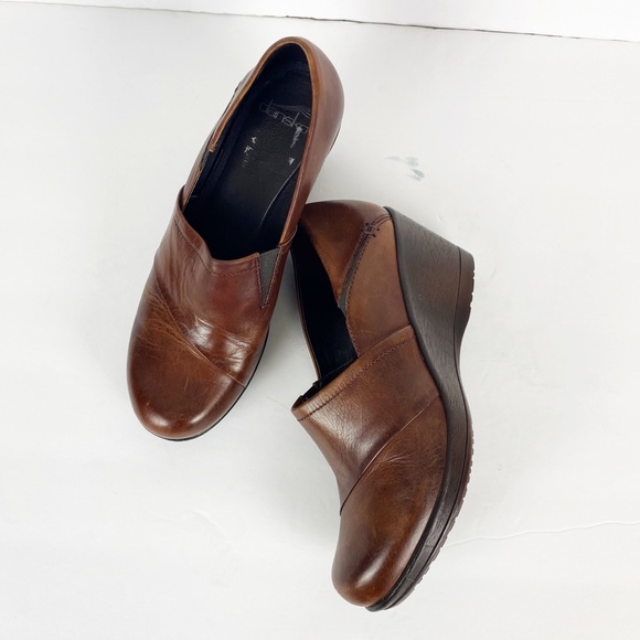 Dansko Brown Leather Clog with Wedge Heel | E20Sh - Picture 2 of 10